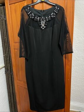 Elegant Black Embellished Women's Dress Sangria sz 14